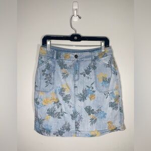 Christopher & Banks Floral Print Denim Mini Skirt